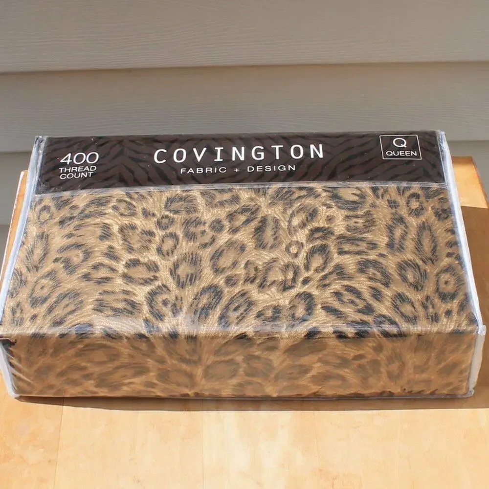 Covington Animal Leopard Print 4 Pc Queen Sheet Set Cotton Blend 400 Thread Ct